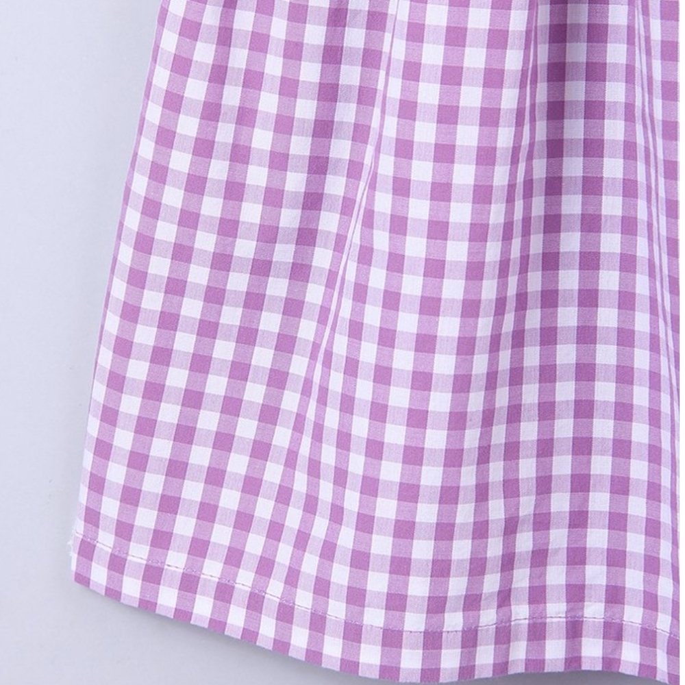 Purple Gingham Tie-Knot A-Line Dress - Picture 4 of 4